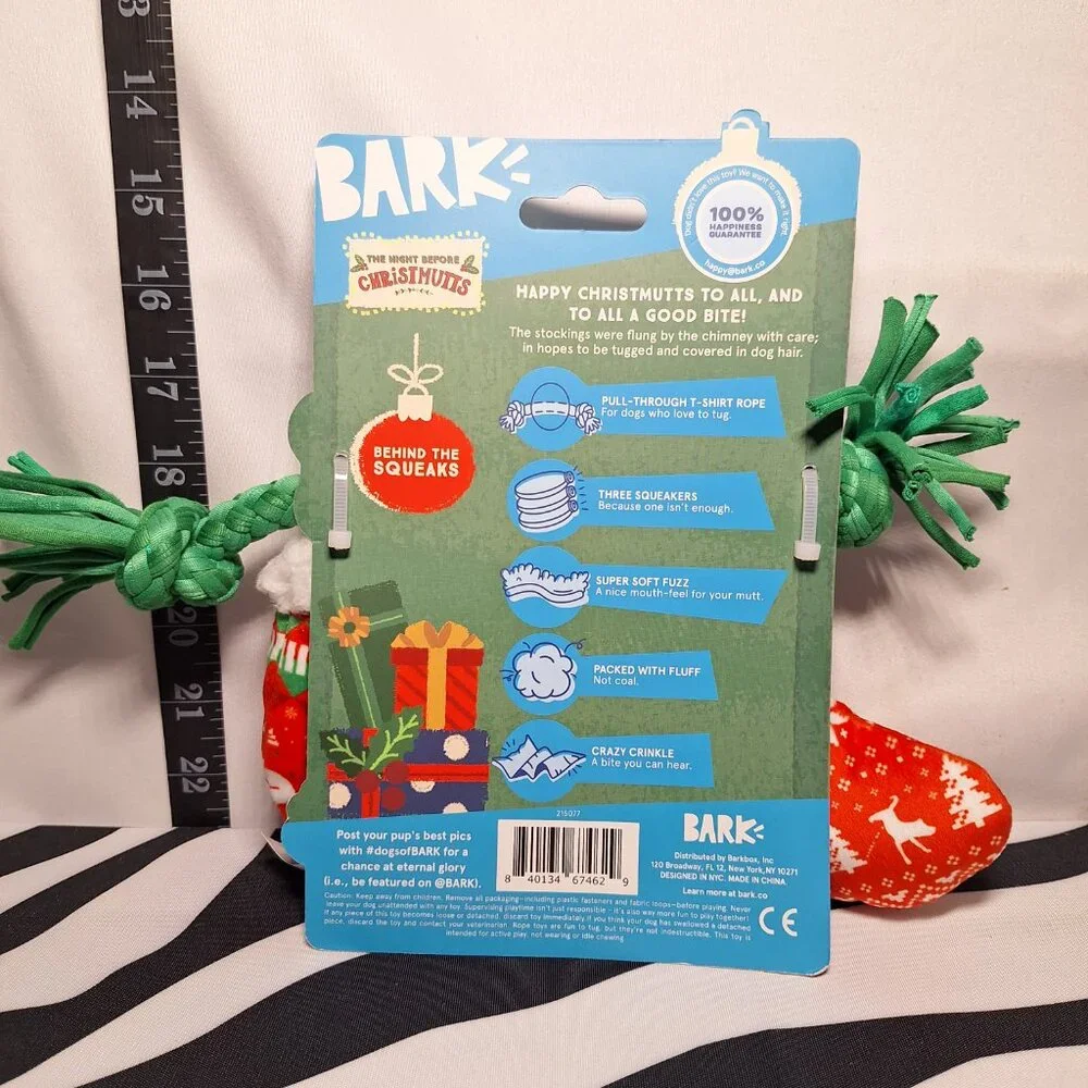 NWT Bark Stocking Tuggers Dog Toy XS-S